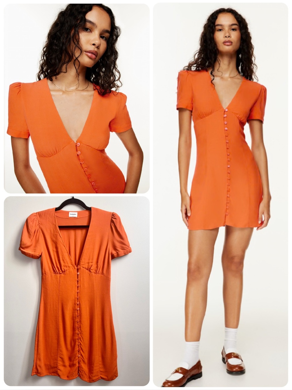 Sunday Best Aritzia Sandrine Dress Puff-sleeve Mini Dress Oval Orange Size 4